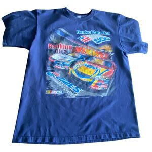 NASCAR 500 Y2K "Banking on a Winner" Blue All-Over Print T-Shirt Size Large